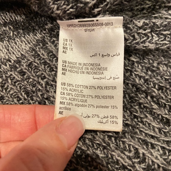 Style & Co Marled Gray Knit Peplum Sweater Top 1X Bell Sleeves - Picture 6 of 8
